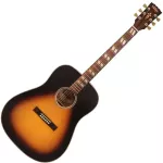 Vintage V140VSB Historic Series กีตาร์โปร่ง ทรง Dreadnought ไม้สปรูซ คอไม้มะฮอกกานี อินเลย์บล็อคสีขาว สี Vintage Sunburst