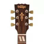 Vintage V140VSB Historic Series กีตาร์โปร่ง ทรง Dreadnought ไม้สปรูซ คอไม้มะฮอกกานี อินเลย์บล็อคสีขาว สี Vintage Sunburst