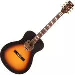 VINTAGE V130VSB Historic Series, FOLK Guitar, Mahogany Wooden Square White Block Vintage Sunburst