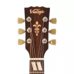 VINTAGE V130VSB Historic Series, FOLK Guitar, Mahogany Wooden Square White Block Vintage Sunburst