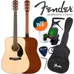 Fender® กีตาร์โปร่ง 41 นิ้วไม้ท็อปโซลิดสปรูซ รุ่น CD60S + แถมฟรีกระเป๋า & เครื่องตั้งสาย & คาโป้ & ปิ๊ก ** ใช้สายกีตาร์