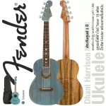 Fender® Dhani Harrison Ukulele Ukulele Ukulele Electric Size Tenor 19 Frets Ovangkol Authentic Ovangkol Cable Setter + Free Fender Bag **
