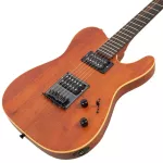 SQOE กีตาร์ไฟฟ้า ทรง Tele 22 เฟร็ต ไม้มะฮอกกานี ปิ๊กอัพฮัมคู่ ลายไม้ รุ่น SETL500