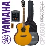 Yamaha® CPX600 กีตาร์โปร่งไฟฟ้า 41 นิ้ว ไม้สปรูซ ทรง Medium Jumbo มีเครื่องตั้งสายในตัว + แถมฟรีกระเป๋า & ถ่าน & ประแจ &
