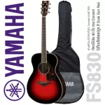 Yamaha® FS830 กีตาร์โปร่ง 40 นิ้ว ไม้ท็อปโซลิดสปรูซ/โรสวู้ด ทรง Concert + แถมฟรีกระเป่า & จูนเนอร์ & คาโป้ & ปิ๊ก