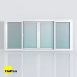 The four -channel sliding window, UPVC Hoffen, size 240x110 cm. Pro with insect mosquito nets.