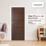 Leowood ประตูไม้ เมลามีน ขนาด 3.5x80x200 ซม.iDoor S6 สี Walnut ประตูไม้ ประตูบ้าน ประตูห้อง ประตูห้องนอน บานประตู
