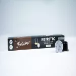 กาแฟแคปซูลฟอร์ติสิโม Fortisimo Cafe Ron ที่เข้ากันได้กับเครื่องชงเนสเพรสโซ่ ริทเทรสโต อินเทนโซ Ristretto Intenso 10 แคปซูลอลูมิเนียม