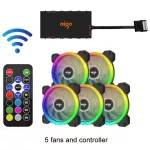 AIGO DR12 120mm COOLER FAN DOUBLE AURA RGB PC Fan Cooling Fan for Computer Silent Gaming Case with IR Remote Controller AM4