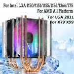 3/4PIN CPU COOLER 4 Copper Heatpipe Heat Sink Dual Tower Quiet Cooling Fan forl Lag 1155 1156 775 for AMD Socket AM3/AM2