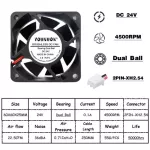 2 Pieces 6025 Cooling Fan DC 12V 24V 60mm 60x60x25mm Brushless Sleeve Ball Server PC CPU Case Cooling Fan AC 110V-40V