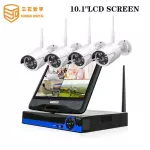 Sunsee Digital 4ch 720p 10.1 inch HD LCD Screen Monitor Wireless NVR Kit Security System Wifi IP KIT PLUG and Play