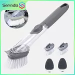 Serindia uses a pair of kitchen cleaning brush. Scrubber dishes, automatic sponge dishes, Liquid Dispenser, kitchen, cleaning, tools.