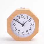 นาฬิกาปลุกไม้บีช นาฬิกาเรืองแสง นาฬิกาข้างเตียงนักเรียน หกเหลี่ยม TH33938