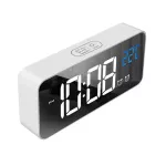 นาฬิกาอิเล็กทรอนิกส์มัลติฟังก์ชั่นแบบชาร์จไฟปิดเสียงนาฬิกากระจก LED ข้างเตียงนาฬิกาปลุกที่สวยงาม TH33949