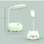 โคมไฟตั้งโต๊ะขนาดเล็กที่ชาร์จใหม่ได้การ์ตูนแมวสัตว์เลี้ยงน่ารัก LED แบบพับได้ USB เด็กชาร์จไฟกลางคืนตั้งโต๊ะป้องกันดวงตา
