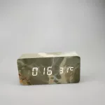 นาฬิกา LED ลายหินอ่อนไม้อุณหภูมินาฬิกาดิจิตอลควบคุมเสียงนาฬิกาปลุกอิเล็กทรอนิกส์ TH33937