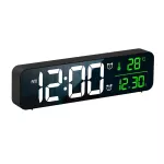 นาฬิกาแขวนผนังห้องนั่งเล่นสไตล์เกาหลีพร้อมอุณหภูมิข้างเตียง LED นาฬิกาอิเล็กทรอนิกส์กระจกแฟชั่นนาฬิกาปลุก TH33960