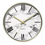 นาฬิกาแขวนผนังเงียบสไตล์หินอ่อนตัวเลขโรมันนาฬิกากุหลาบทองสไตล์นอร์ดิกนาฬิกาแขวนผนัง TH34005