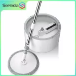 Serindia Microfiber Mop with Round Bucket Adjustable Handle Household Sweeper Tile Cleaner Carton Flow System 360 Cleaning Tools