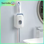 Serindia that wears a toothbrush on the wall, automatic toothpaste dispenser, toothbrush stored for bathroom equipment in the bathroom.