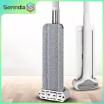 Serindia Magic Squeeze ไม้ถูพื้นแบบแบนแฮนด์ฟรีสำหรับล้างชั้นในครัวเรือนพื้นห้องครัวทำความสะอาดด้วยไมโครไฟเบอร์เปลี่ยนหัวซับ