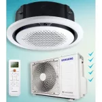 Samsung Air Conditioner 47000 BTU AC9500K is buried in 360 degree surrounding ceiling. Cassettype number 5 R410A air conditioner.