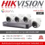 HIKVISION ชุดกล้องวงจรปิดรุ่น DS-2CE72DFT-F จำนวน 4 ตัว , DVR 7204HQHI-K1S จำนวน 1 เครื่อง ColorVU Indoor Cam 1080P H.265+ TURBO
