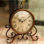 สไตล์ยุโรปย้อนยุคนาฬิกาเหล็กดัดปิดเสียงนาฬิกาตั้งโต๊ะโลหะตกแต่งนาฬิกาตั้งโต๊ะ TH34183