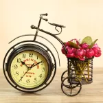 นาฬิกาจักรยานสามล้อเหล็กดัดที่นั่งย้อนยุคสร้างสรรค์นาฬิกาเหล็กดัดเครื่องประดับนาฬิกาตกแต่งงานฝีมือ TH34184