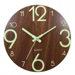 นาฬิกาแขวนเรืองแสง นาฬิกาตกแต่งไม้ที่เรียบง่าย สร้างสรรค์นาฬิกาควอทซ์ TH34206