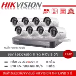 HIKVISION ชุดกล้องวงจรปิด 8 ตัว รุ่น DS-2CE16D0T-IF *8 + เครื่องบันทึก DVR 8CH รุ่น iDS-7208HQHI-M1/S *1 ความละเอียด 2 ล้านพิกเซล