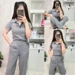 Long pants set Pastel style, soft fabric Wearing soft, comfortable, comes with cute colors, can be worn for both traveling and every occasion. Inquire about chat with the shop, check the color before ordering.