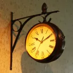 เหล็กดัดสไตล์ยุโรปย้อนยุคนาฬิกาสร้างสรรค์ตกแต่งบ้านนาฬิกาแขวนนาฬิกาสองด้าน TH34173