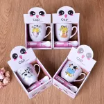 1PCS Coffee Mugs Cup Cartoon Wedding Bridal Couples Lover's S Mug Porcelain Milk Tea Cup with Spoon