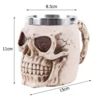 Hot Retro Horn Skull Beer Mug Stainless Steel Skull Knight Halloween Coffee Cup Viking Tea Mug Pub Bar Decoration
