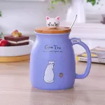 Homies Ceramic Mugs Creative Color Heat-Resistant Cat Cartoon with LID 450ml Cup Kitten Coffee Children Cup Office