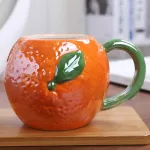 450ml Creative Fruit Ceramic Mug Strawberry Coffee Mug With Handle Children's Milk Cup Personalized Fruit Shape Office Cups