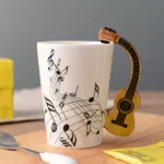 1PCS Creative Music Instrument Art Style Mugs Cup Guitar Ceramic Modeling Home Office Coffee Milk Drinkware