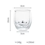 3 Style Creative 280ml Cute Cartoon Bear Cat Double Layer Heat Resistant Transparent Glass Mug Coffee Tea Water Cup