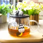 500ml Creative Heat-Resistant Glass Mug With Lid Borosilicate Cartoon Panda Mug Milk Breakfast Coffee Cup Home