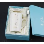 New Bone China Twelve Constemic Mug Real Gold Water with Lid Spoon Business Coffee