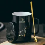 Luxury Marble Pattern Ceramic Mugs Gold Play Plating Constellation Couple Milk Coffee Breakfast Creative Cup