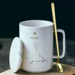 Luxury Marble Pattern Ceramic Mugs Gold Play Plating Constellation Couple Milk Coffee Tea Breakfast Creative
