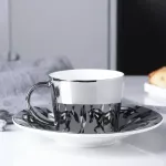 Creative Specular Reflection Coffee Mug With Tray Animal Series Mirror Reflection Coffee Cup Saucer Set