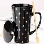 Creative Nordic Ceramic Cup Large Capacity Boy Cup With Cover Spoon Coffee Cup Personality Home Couple Cup