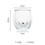3 Style Creative 280ml Cute Cartoon Bear Cat Double Layer Heat Resistant Transparent Glass Mug Tea Milk Water Cup