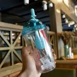 Creative Double-Layer Plastic Coffee Cup Personalized Milk Cup Transparent Covered Straw Water Cup Outdoor Portable Cup