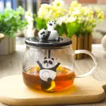500ml Creative Heat-Resistant Glass Lid Glass Cartoon Panda Milk Breakfast Coffee Cup Home