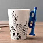 1PCS Creative Music Instrument Art Style Mugs Cup Novelty Guitar Ceramic Modeling Home Coffee Milk Drinkware
